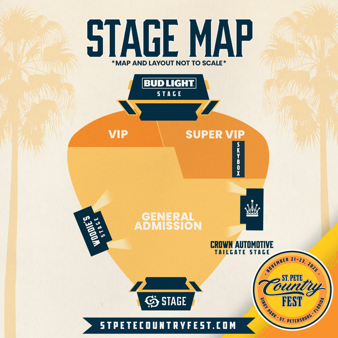 St. Pete Country Fest Stage Map.